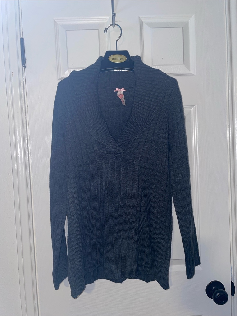 Gray cowl neck pullover sweater